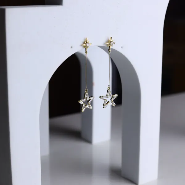 Silver_Star_Asymmetric_Drop_Earrings_For_Women