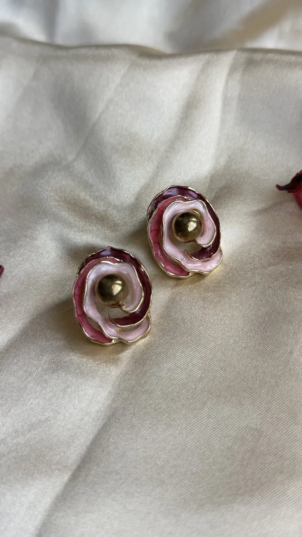 Pink_Gold_Tone_Floral_Earrings_for_Women