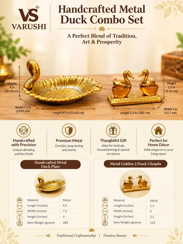 Handcrafted_Golden_Metal_Duck_Combo_Set_–_Duck_Plate_&_2_Duck_Chopda