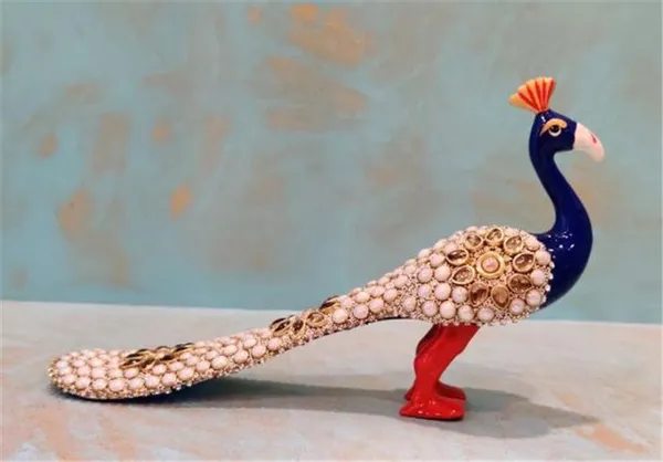 Handcrafted_Metal_Pearl_Studded_Long_Peacock_3''