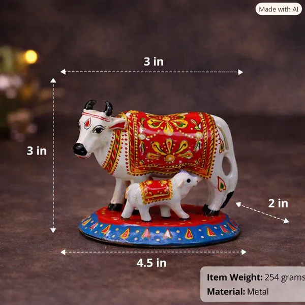 Metal_Meenakari_Cow_With_Baby_4'_In