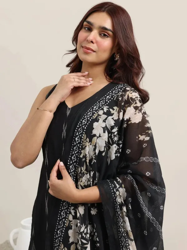 Black_Woven_Design_Cotton_Straight_Suit_with_Dupatta.
