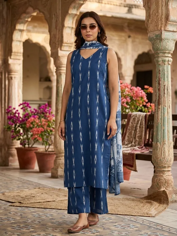 Blue_Woven_Design_Cotton_Straight_Suit_with_Dupatta