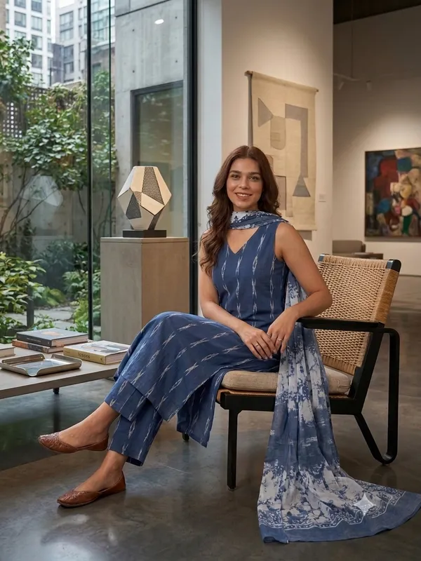 Blue_Woven_Design_Cotton_Straight_Suit_with_Dupatta