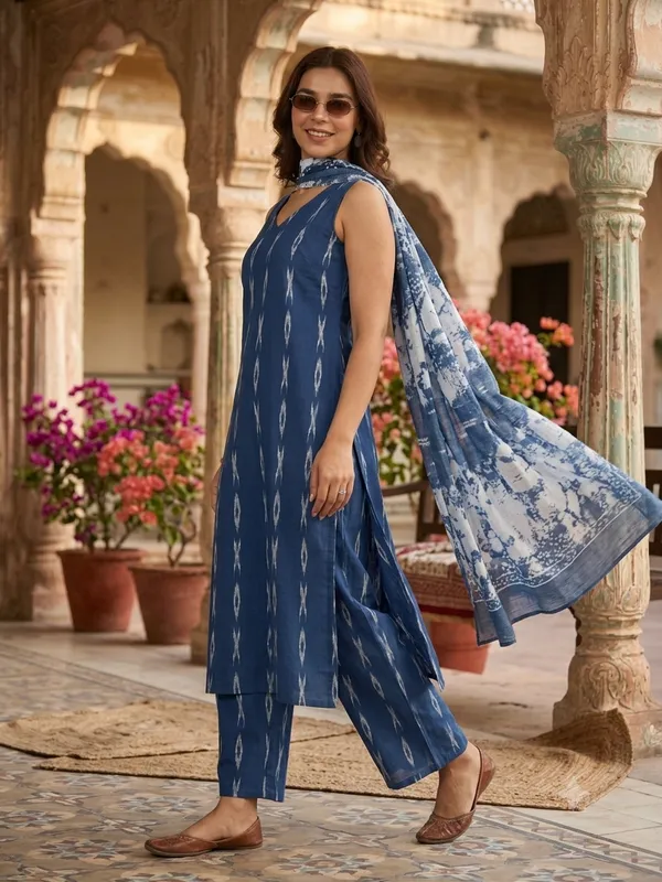 Blue_Woven_Design_Cotton_Straight_Suit_with_Dupatta