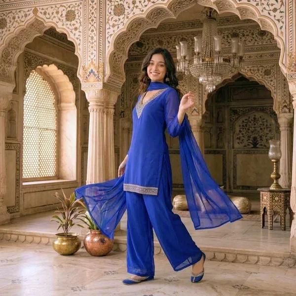 Nazrana_Royal_Blue_Flared_Kurta_Set