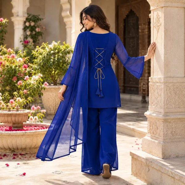 Nazrana_Royal_Blue_Flared_Kurta_Set
