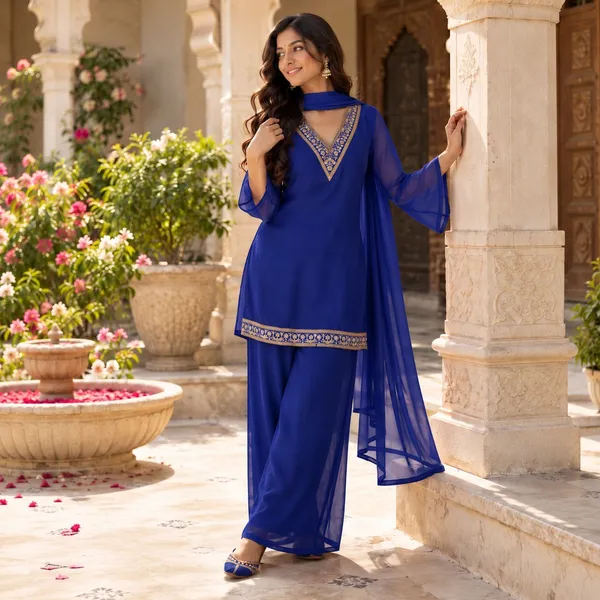 Nazrana_Royal_Blue_Flared_Kurta_Set