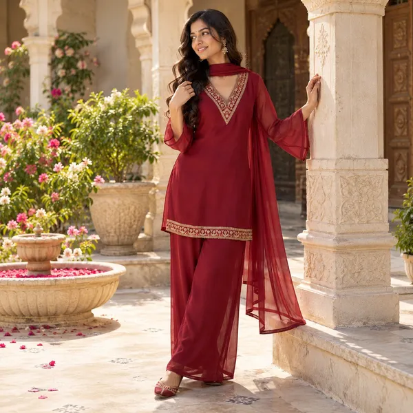 Red_Georgette_Sharara_Set