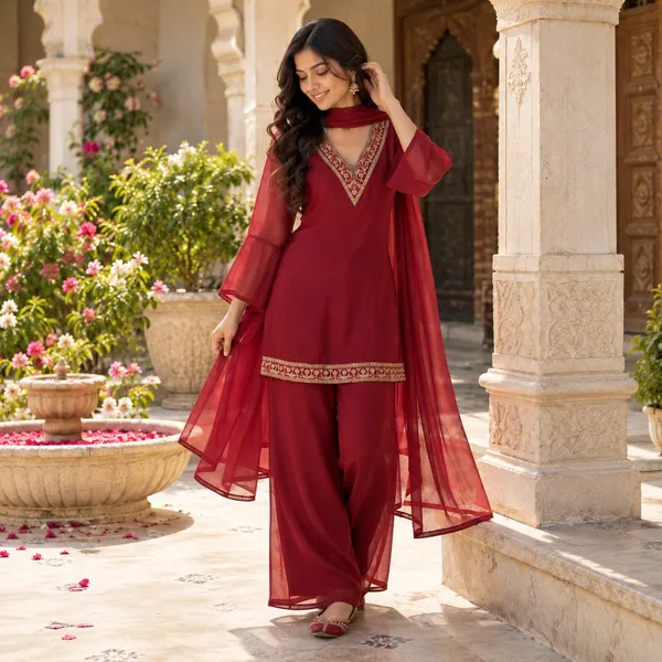 Red_Georgette_Sharara_Set