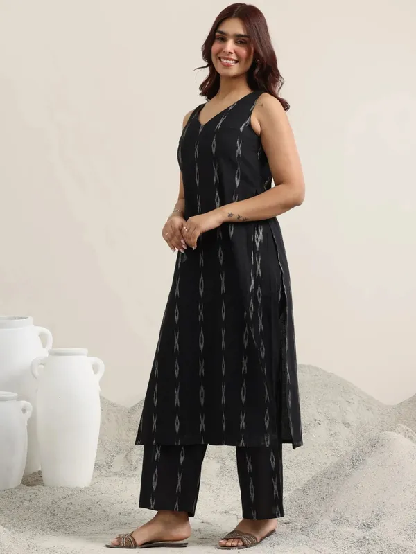 Black_Woven_Design_Cotton_Straight_Suit_with_Dupatta.