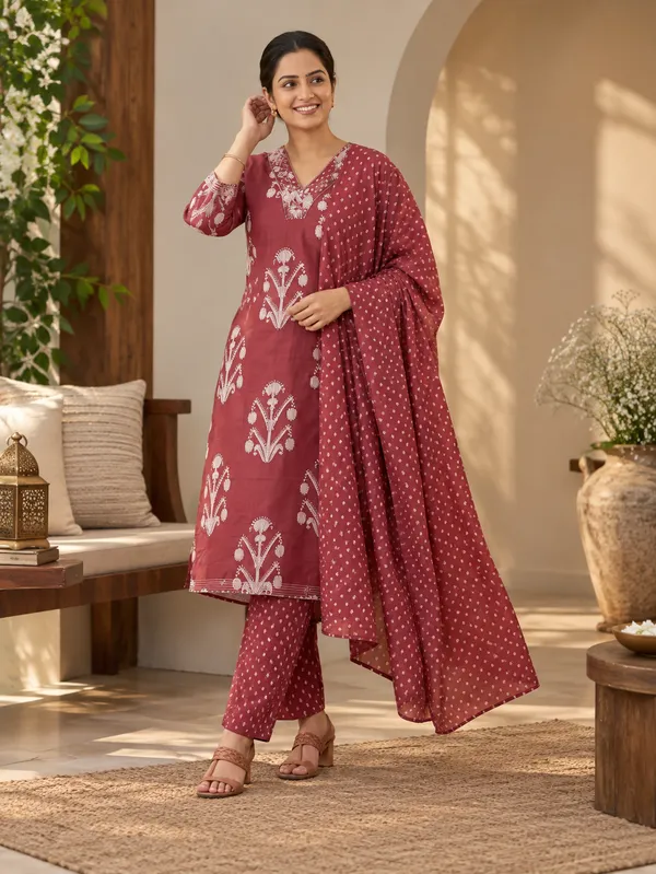 Floral_Motif_Print_Straight_Kurta_With_Trousers_&_Dupatta