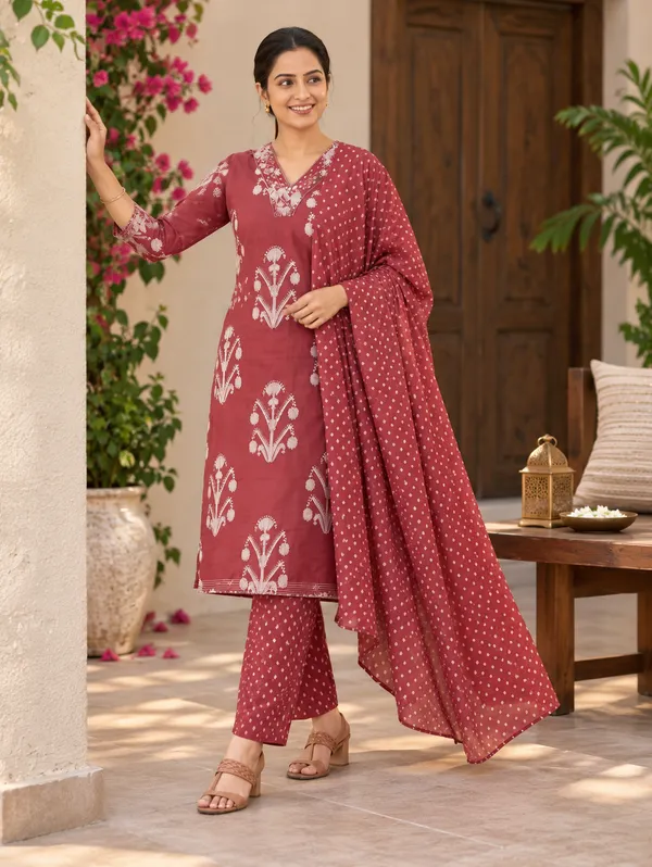 Floral_Motif_Print_Straight_Kurta_With_Trousers_&_Dupatta