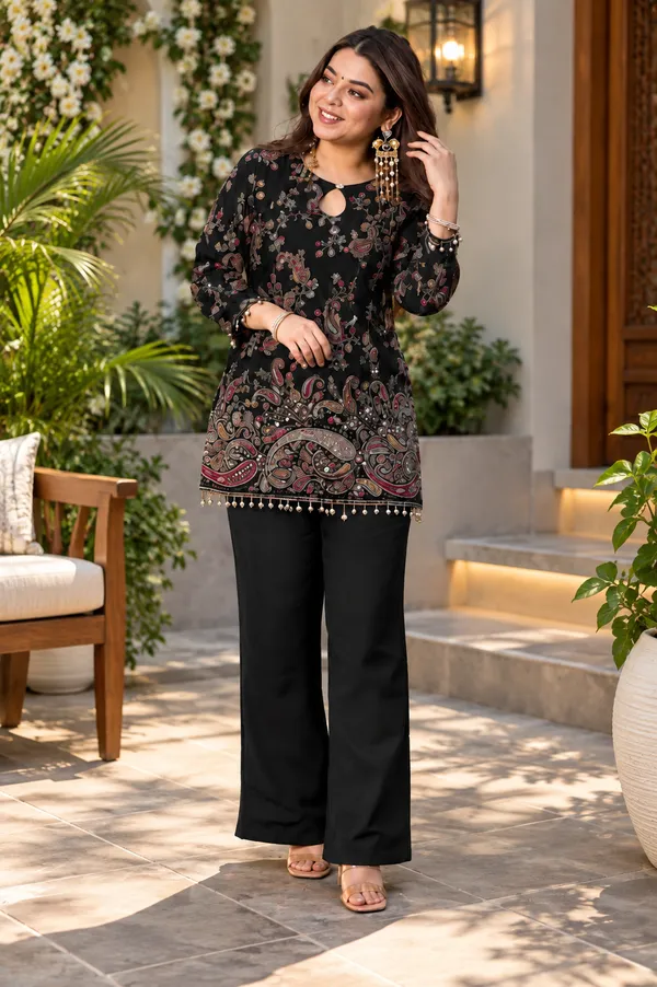 Glamorous_Black_Sequined_Embroidered_Kurta_Set_with_Golden_Accents