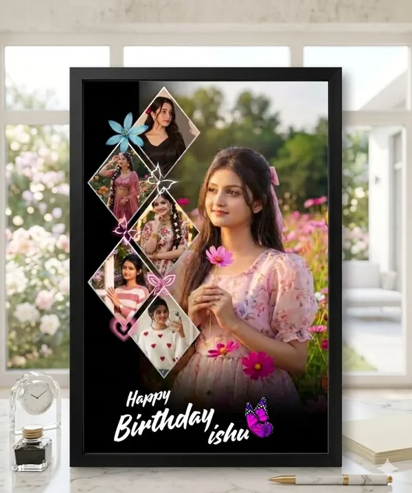 Customized_Black_Birthday_Diamond_Pattern_Collage_Photo_Frame