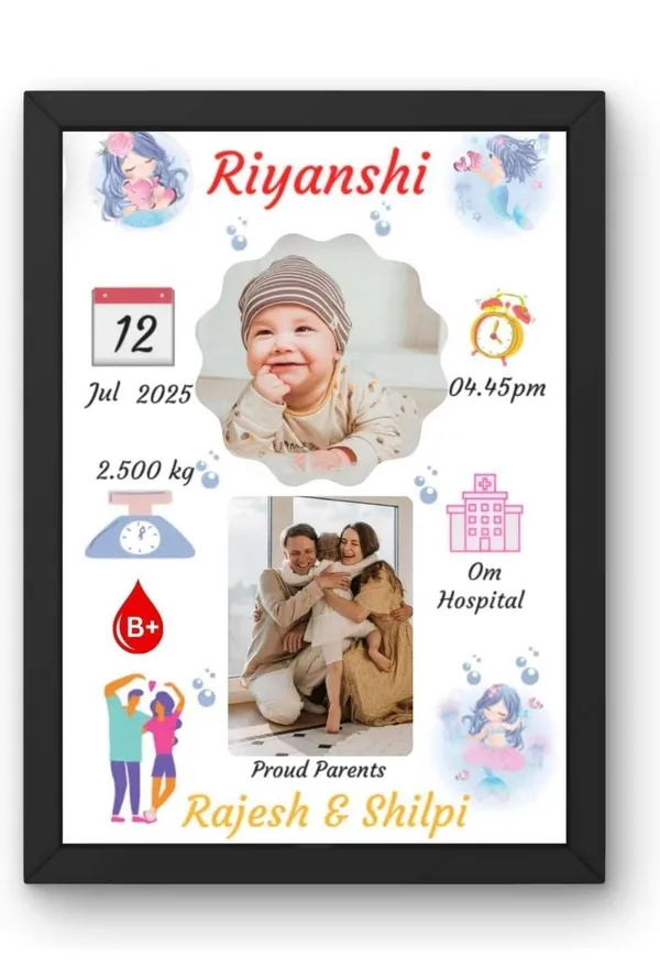 Black_Customized_Personalized_Baby_Birth_Announcement_Photo_Frame