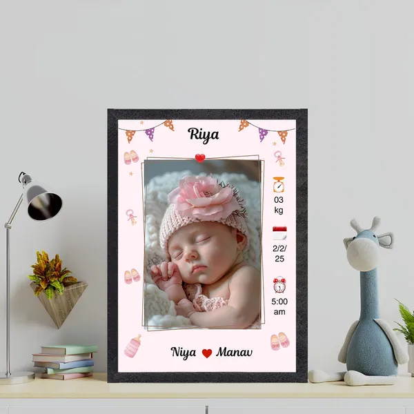 Black_Customized_Personalized_Baby_Birth_Details_Photo_Frame
