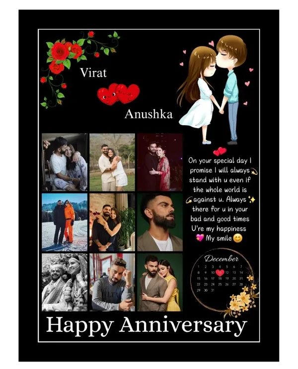 Customized_Black_Anniversary_Rose_Floral_Calendar_Collage_Frame