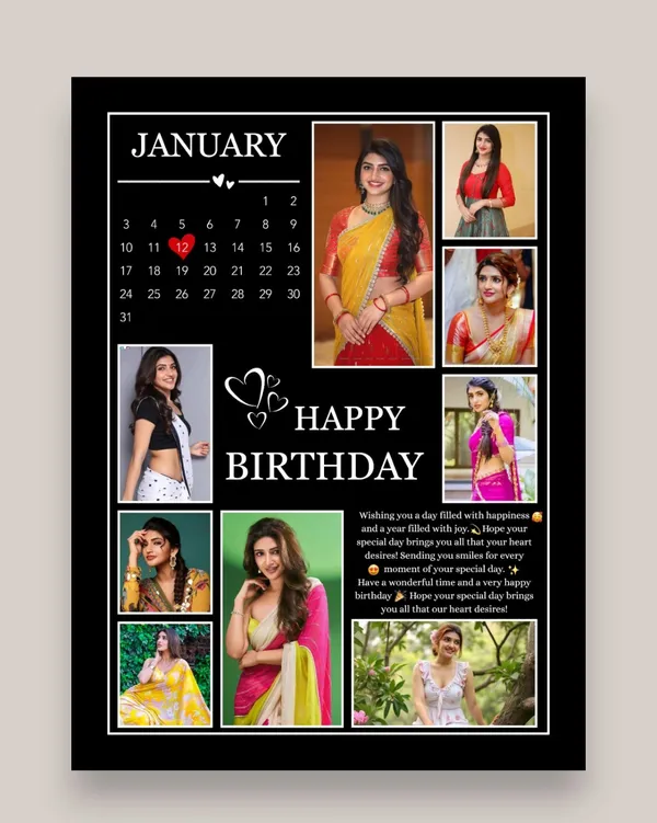 Customized_Birthday_Black_Multi-Photo_Collage_Calendar_Poster_Frame