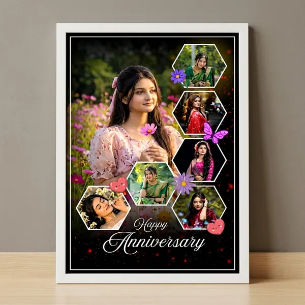 Customized_White_Anniversary_Hexagonal_Multi-Photo_Collage_Frame