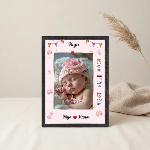 Black_Customized_Personalized_Baby_Birth_Details_Photo_Frame