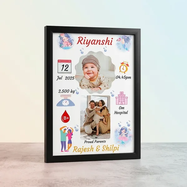 Black_Customized_Personalized_Baby_Birth_Announcement_Photo_Frame