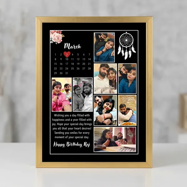 Customized_Birthday_Gold_Border_Floral_Personalized_Calendar_Frame
