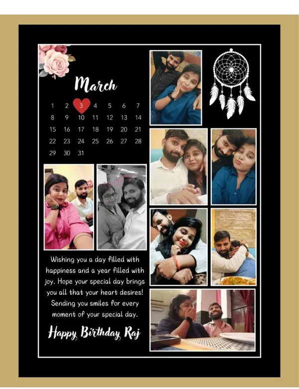Customized_Birthday_Gold_Border_Floral_Personalized_Calendar_Frame
