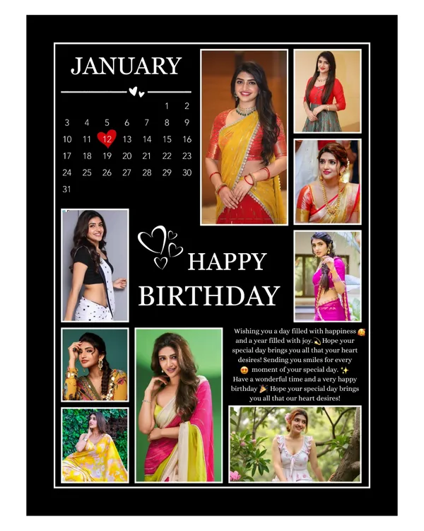 Customized_Birthday_Black_Multi-Photo_Collage_Calendar_Poster_Frame