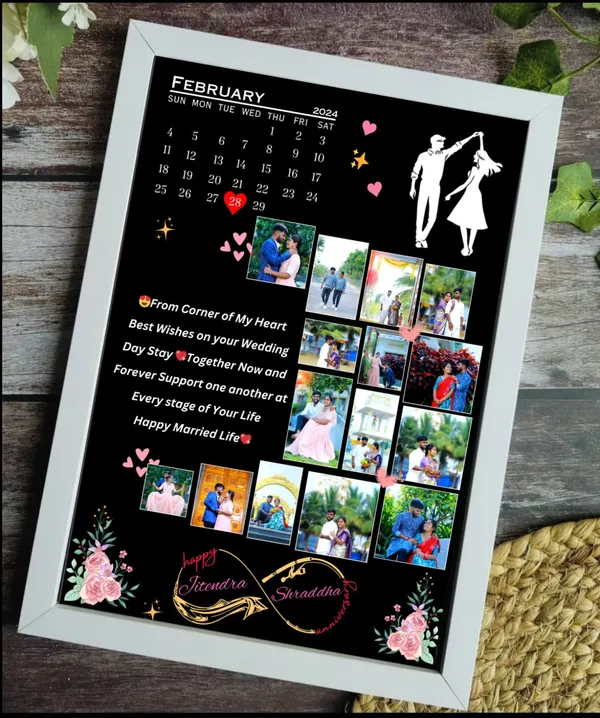 Customized_White_Wedding_Calendar_Rose_Accent_Collage_Photo_Frame