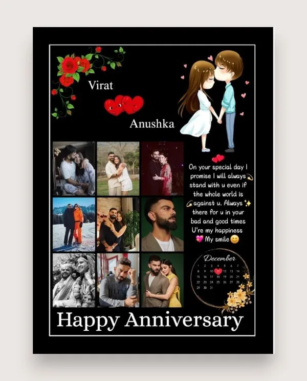 Customized_Black_Anniversary_Rose_Floral_Calendar_Collage_Frame