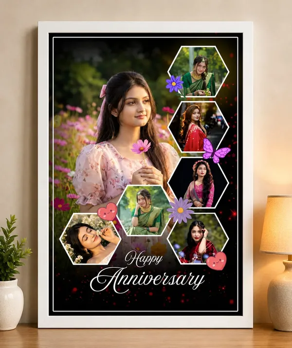 Customized_White_Anniversary_Hexagonal_Multi-Photo_Collage_Frame