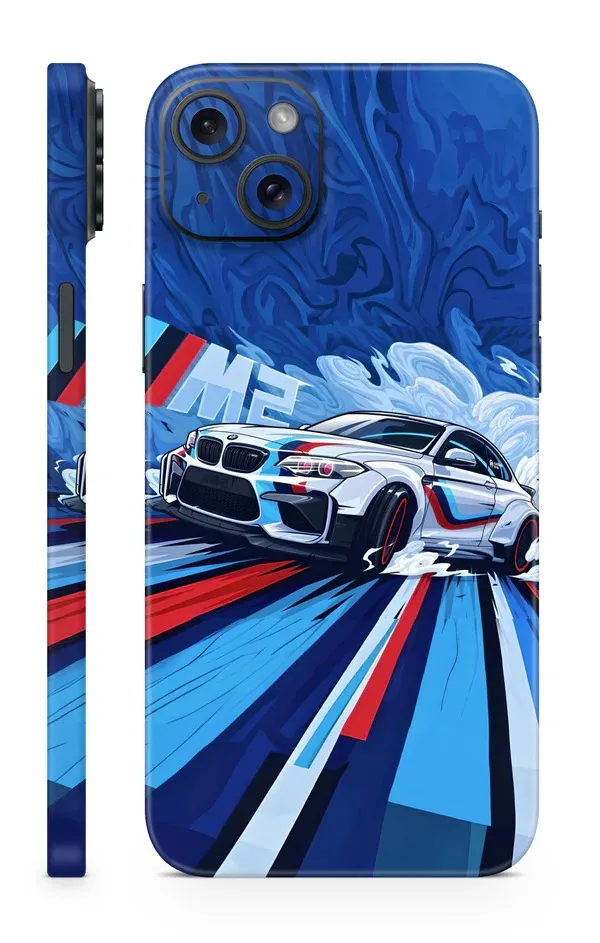 Blue_Car_Non_-_Sticky_Bubble_free_Phone_Skin_For_Smartphone