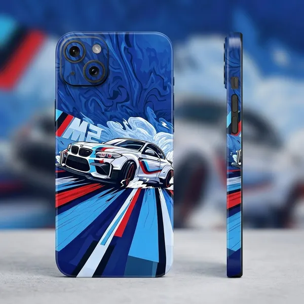 Blue_Car_Non_-_Sticky_Bubble_free_Phone_Skin_For_Smartphone