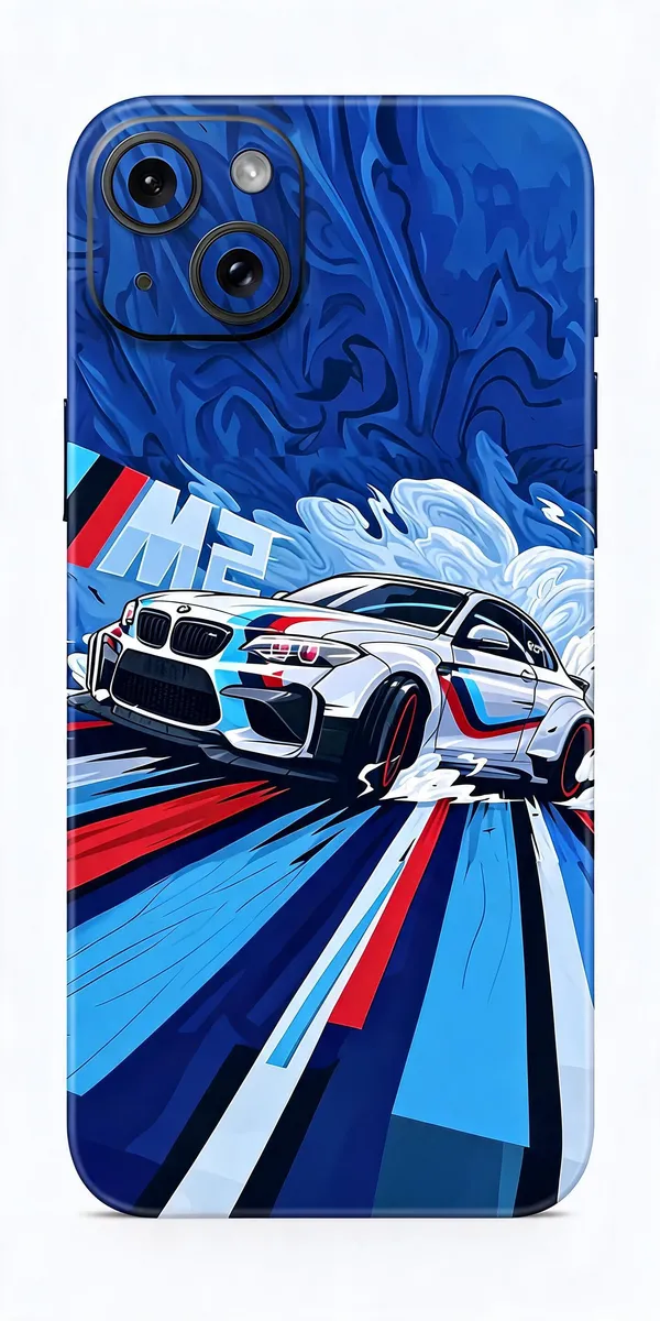 Blue_Car_Non_-_Sticky_Bubble_free_Phone_Skin_For_Smartphone