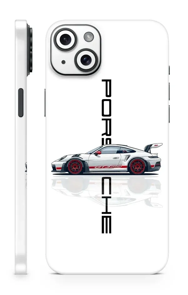 White_Porsche_Non_-_Sticky_Bubble_free_Phone_Skin_For_Smartphone