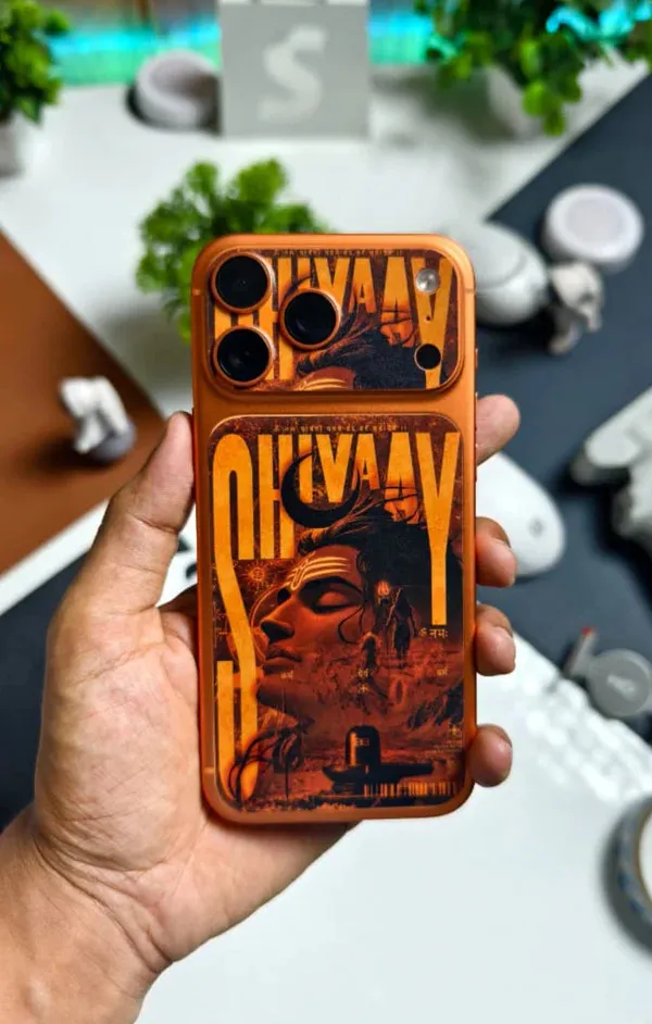 Orange_Shiva_Non_-_Sticky_Bubble_free_Phone_Skin_For_Smartphone