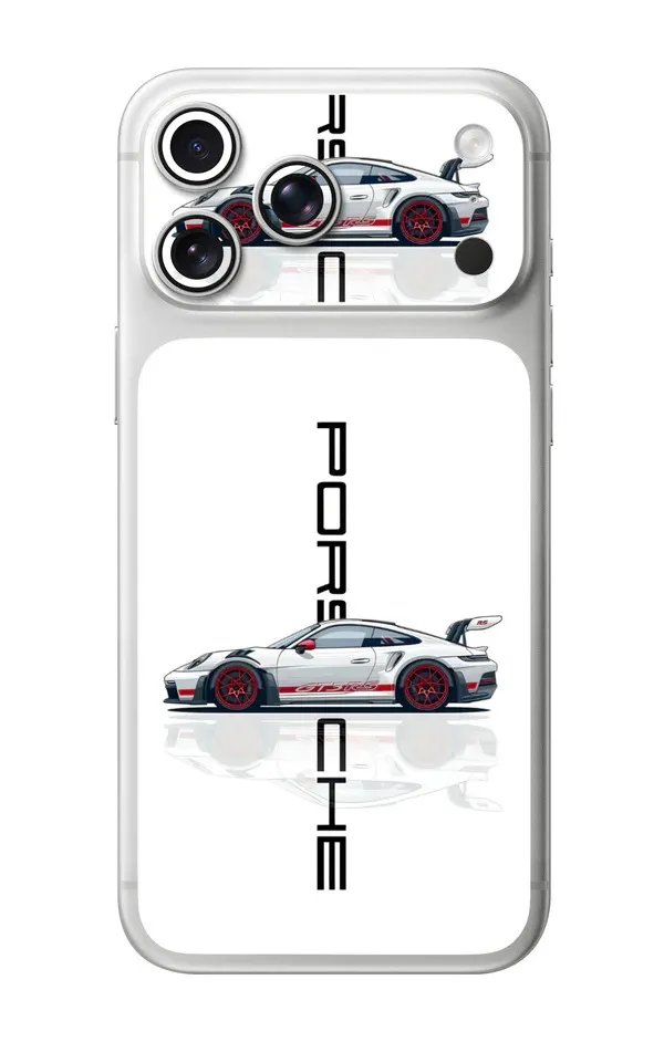 White_Porsche_Non_-_Sticky_Bubble_free_Phone_Skin_For_Smartphone