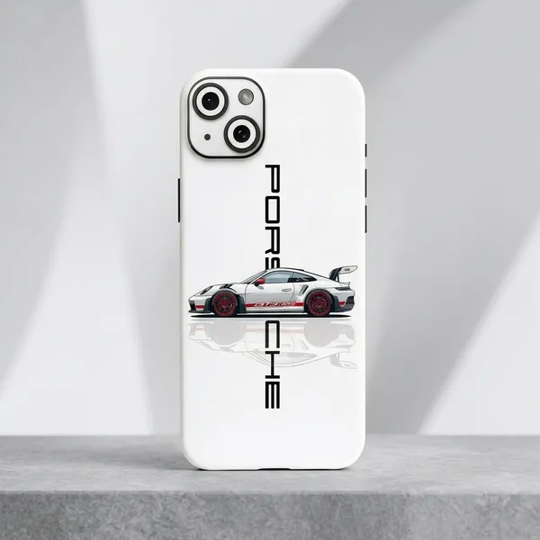 White_Porsche_Non_-_Sticky_Bubble_free_Phone_Skin_For_Smartphone