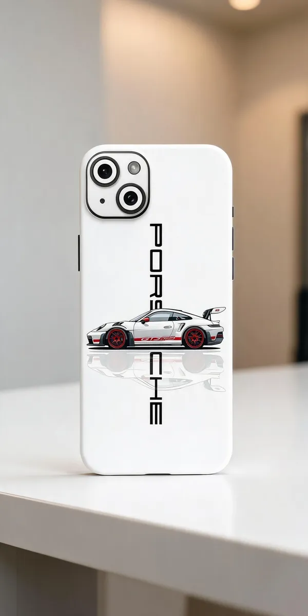 White_Porsche_Non_-_Sticky_Bubble_free_Phone_Skin_For_Smartphone