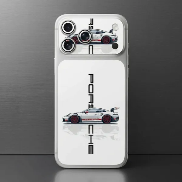 White_Porsche_Non_-_Sticky_Bubble_free_Phone_Skin_For_Smartphone