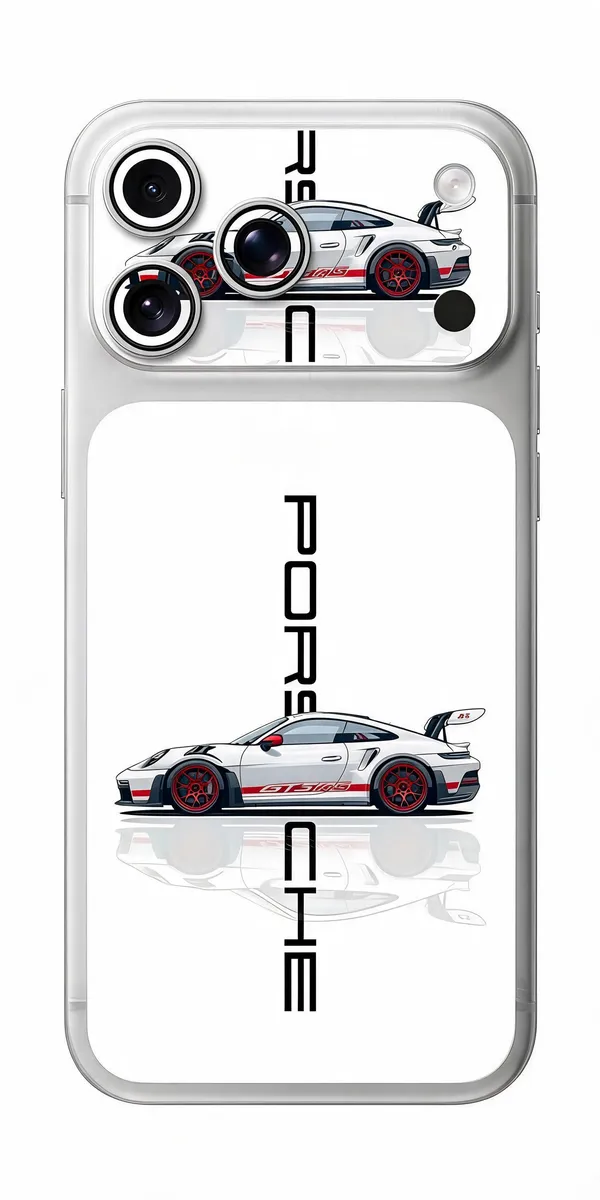 White_Porsche_Non_-_Sticky_Bubble_free_Phone_Skin_For_Smartphone