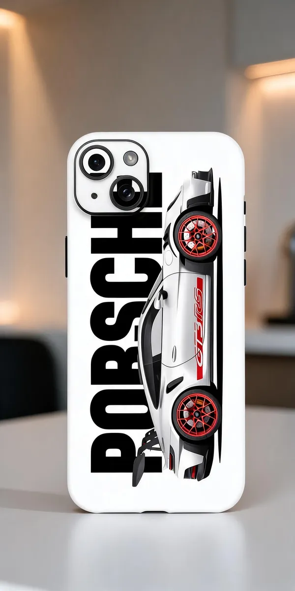 White_Porsche_Non_-_Sticky_Bubble_free_Phone_Skin_For_Smartphone