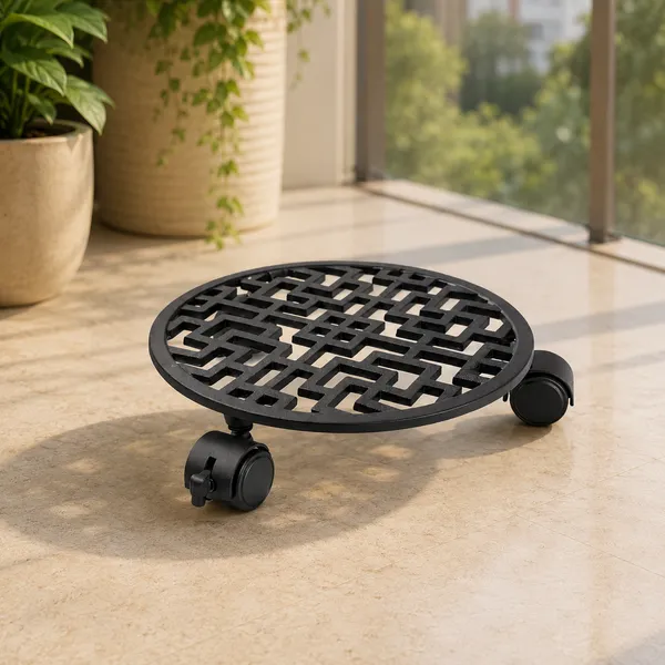 Decorative_Round_Metal_Plant_Caddy_with_Lockable_Wheels