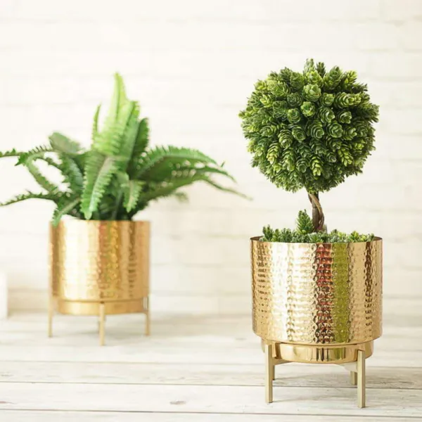 Gold_Hammered_Metal_Planter_Stand_Set_of_2