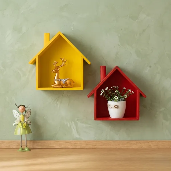 Wooden_Hut_Shape_Wall_Shelf_Pack_Of_2