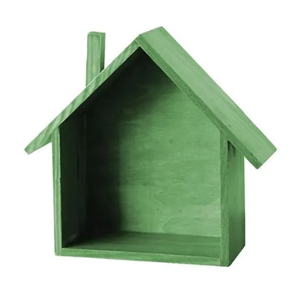 Wooden_House_Shaped_Wall_Shelf_With_Figurines