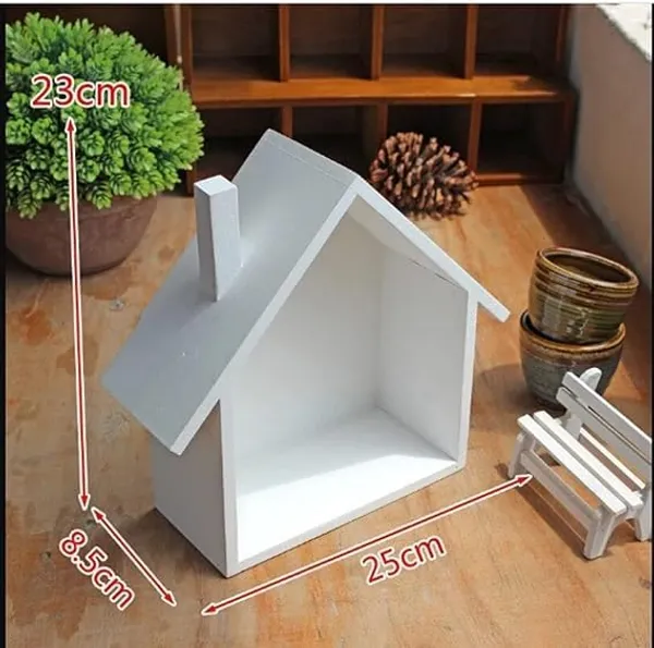 Wooden_House_Shaped_Wall_Shelf_With_Figurines