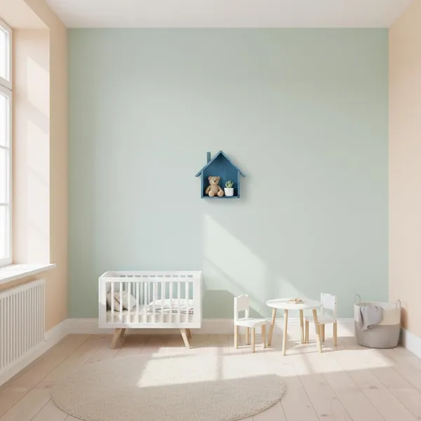 Wooden_House_Shaped_Wall_Shelf_With_Figurines