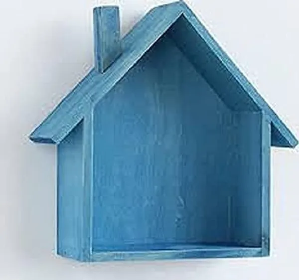 Wooden_House_Shaped_Wall_Shelf_With_Figurines